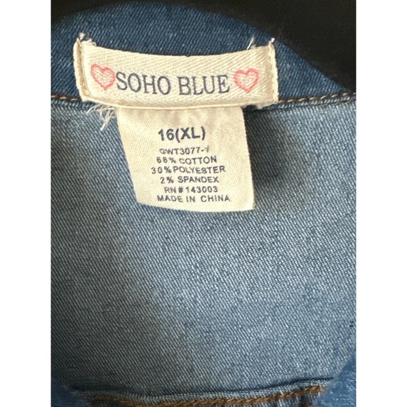 Soho Blue Jacket Girls 16 XL Denim Raw Hem - Picture 4 of 9